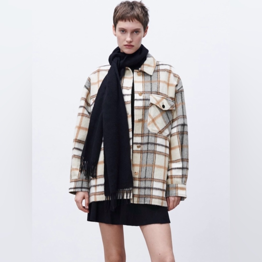 ZARA OVERSIZED PLAID OVERSHIRT SIZE S